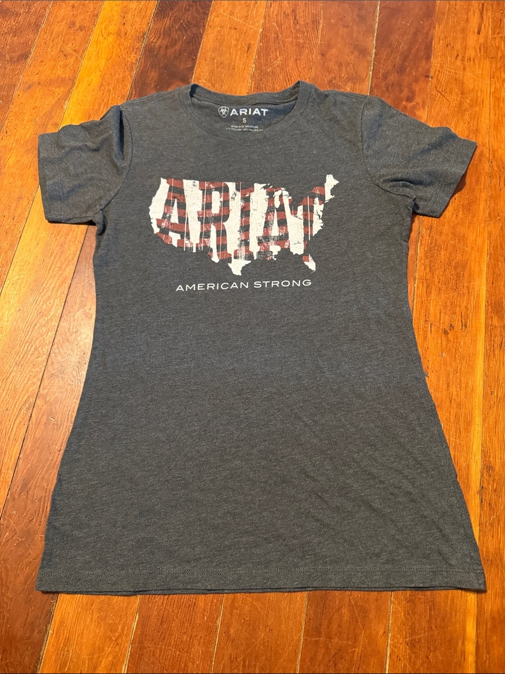 Ariat Charcoal Short-Sleeve Tee with Flag Map Graphic